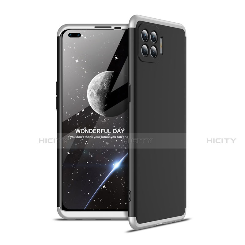 Funda Dura Plastico Rigida Carcasa Mate Frontal y Trasera 360 Grados para Oppo A93 Plata y Negro