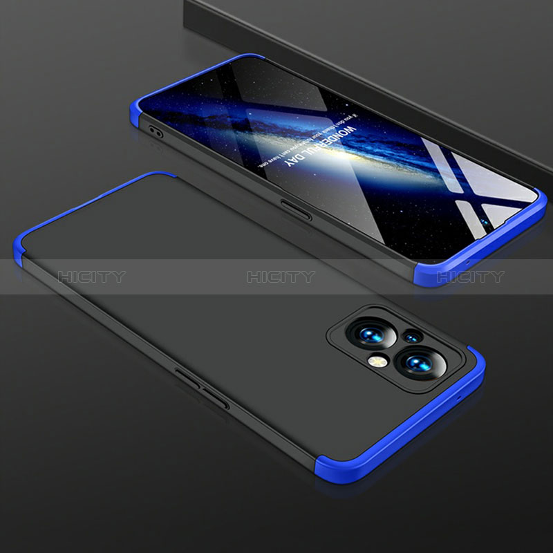 Funda Dura Plastico Rigida Carcasa Mate Frontal y Trasera 360 Grados para Oppo A96 5G Azul y Negro