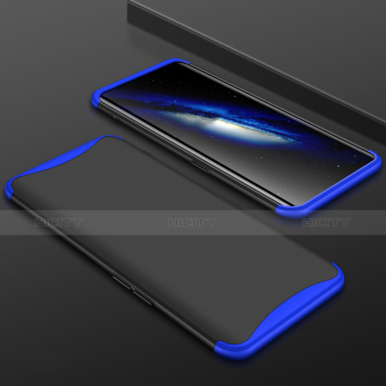 Funda Dura Plastico Rigida Carcasa Mate Frontal y Trasera 360 Grados para Oppo Find X Azul y Negro