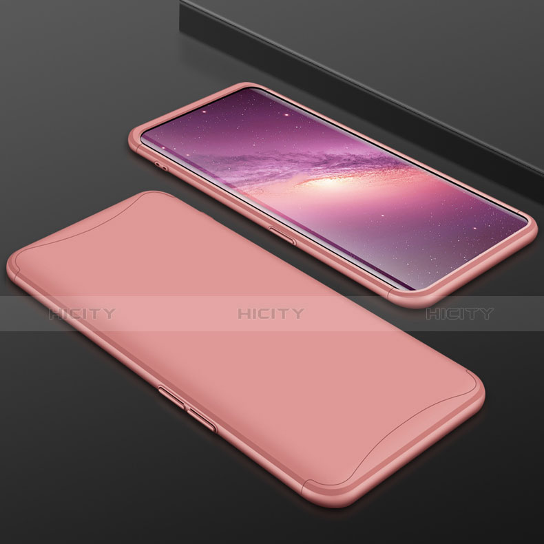 Funda Dura Plastico Rigida Carcasa Mate Frontal y Trasera 360 Grados para Oppo Find X Oro Rosa