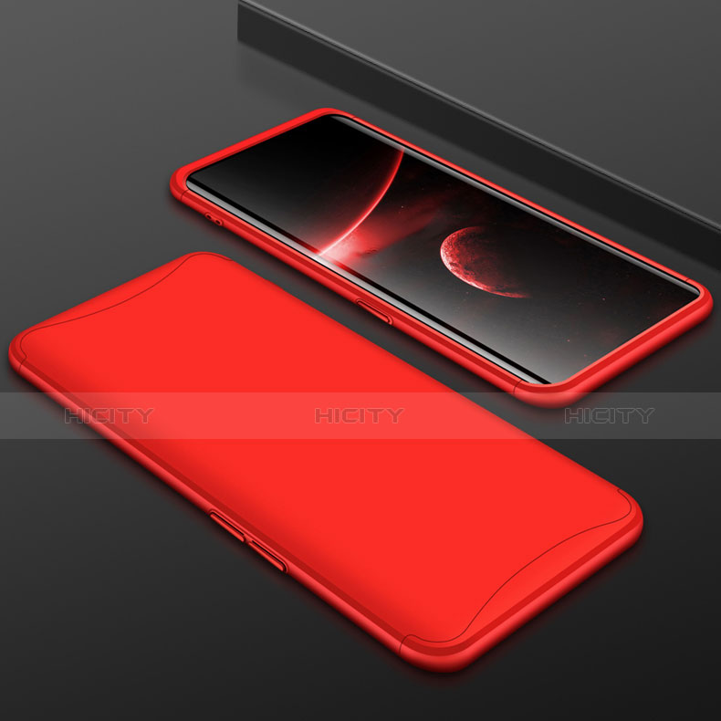 Funda Dura Plastico Rigida Carcasa Mate Frontal y Trasera 360 Grados para Oppo Find X Rojo