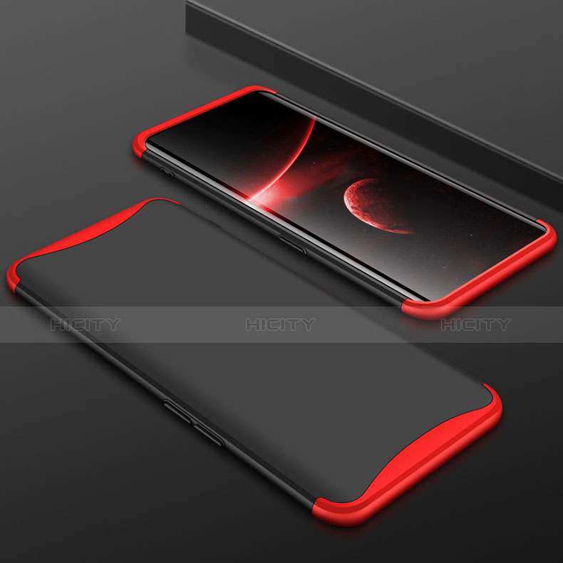 Funda Dura Plastico Rigida Carcasa Mate Frontal y Trasera 360 Grados para Oppo Find X Rojo y Negro