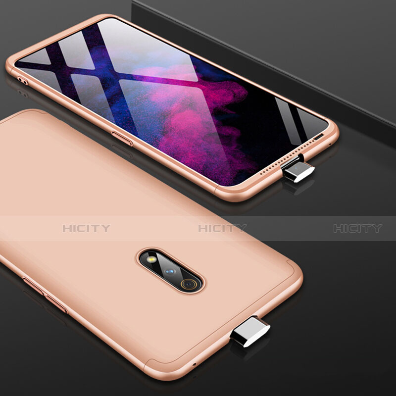 Funda Dura Plastico Rigida Carcasa Mate Frontal y Trasera 360 Grados para Oppo Realme X Oro