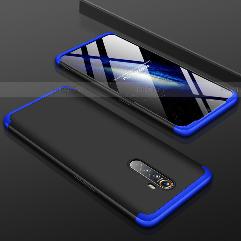 Funda Dura Plastico Rigida Carcasa Mate Frontal y Trasera 360 Grados para Oppo Reno Ace Azul y Negro