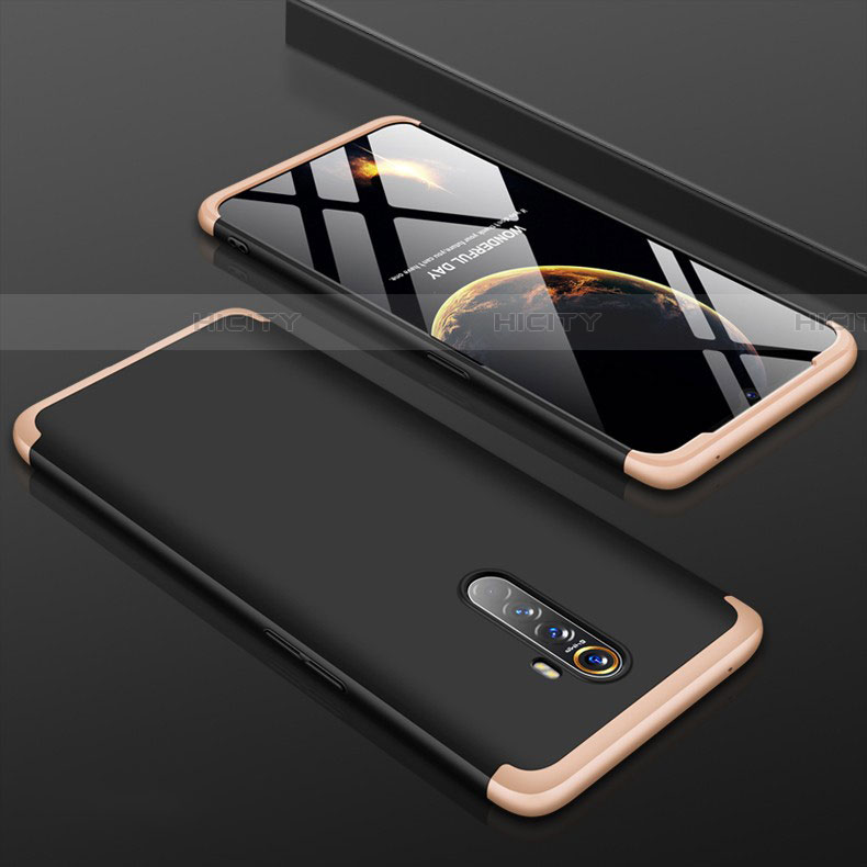 Funda Dura Plastico Rigida Carcasa Mate Frontal y Trasera 360 Grados para Oppo Reno Ace Oro y Negro