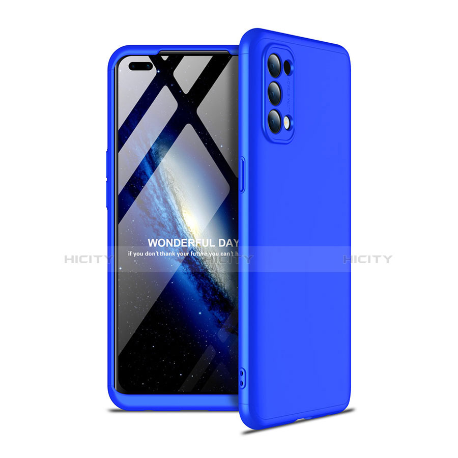 Funda Dura Plastico Rigida Carcasa Mate Frontal y Trasera 360 Grados para Oppo Reno4 4G Azul