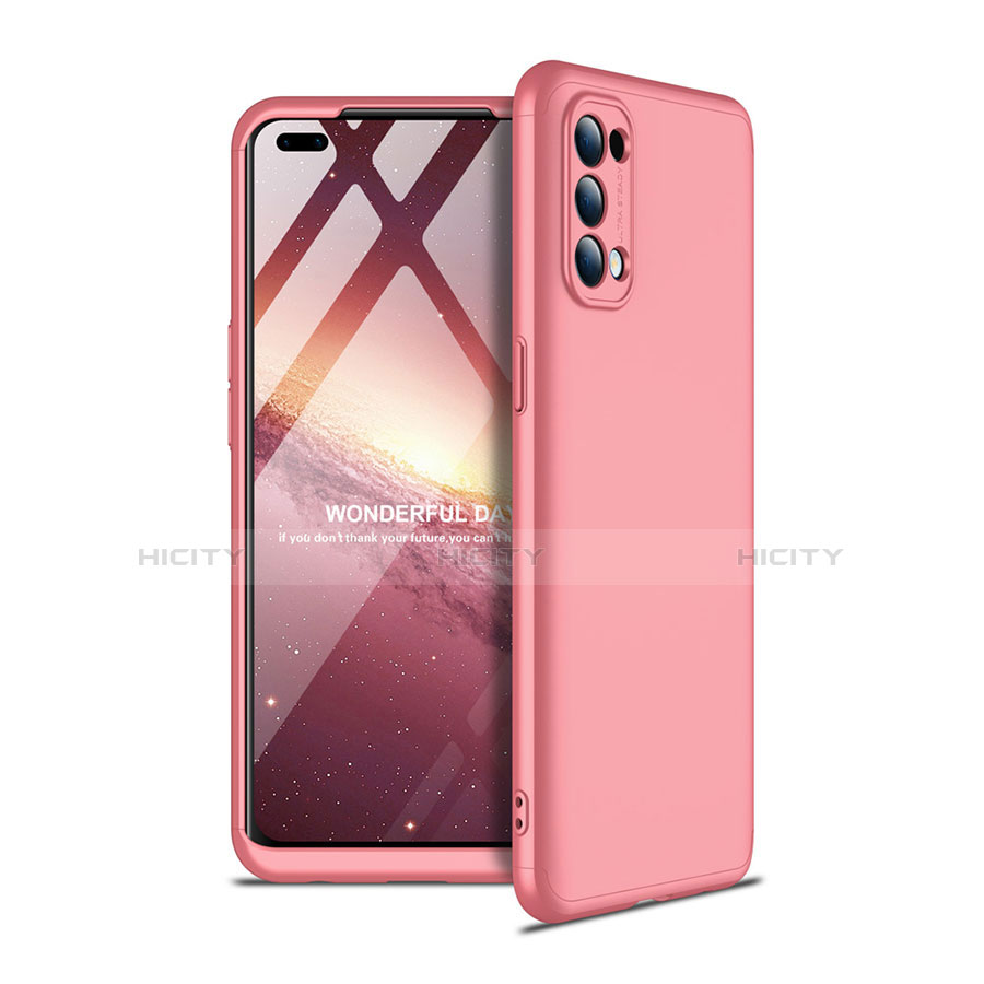 Funda Dura Plastico Rigida Carcasa Mate Frontal y Trasera 360 Grados para Oppo Reno4 4G Oro Rosa