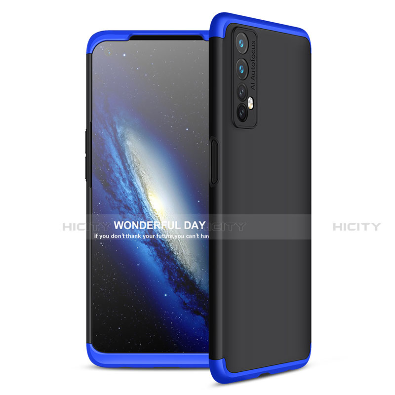 Funda Dura Plastico Rigida Carcasa Mate Frontal y Trasera 360 Grados para Realme 7 Azul y Negro