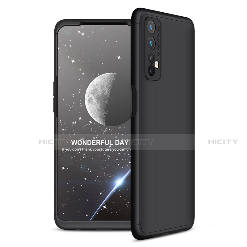 Funda Dura Plastico Rigida Carcasa Mate Frontal y Trasera 360 Grados para Realme 7 Negro