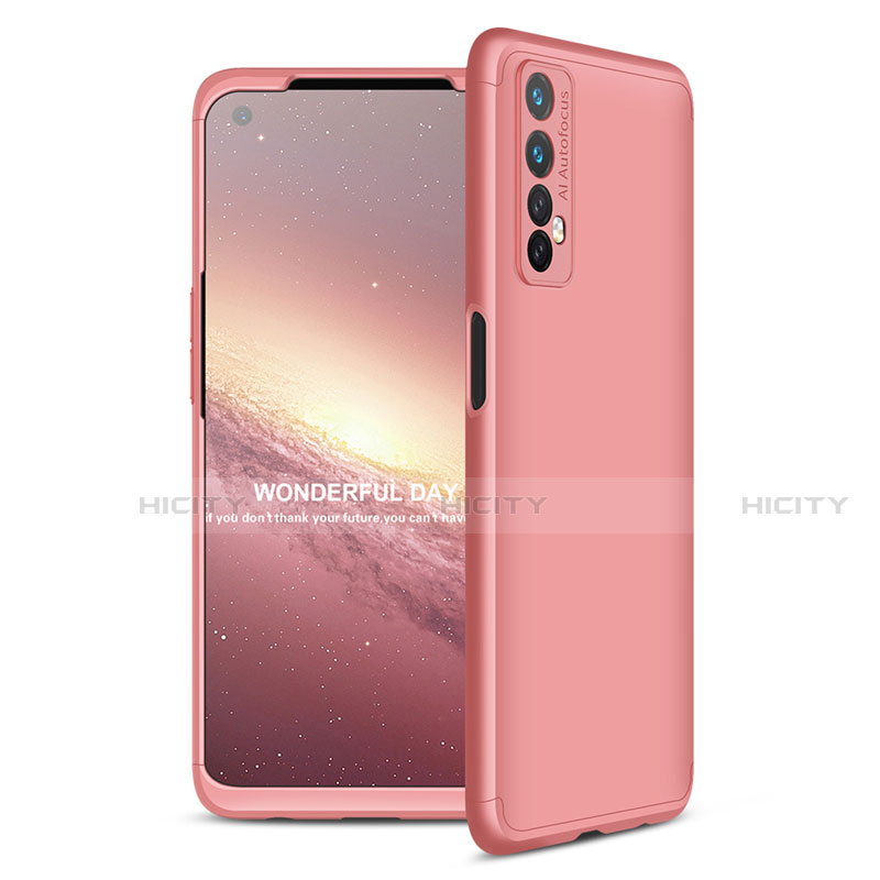 Funda Dura Plastico Rigida Carcasa Mate Frontal y Trasera 360 Grados para Realme 7 Oro Rosa