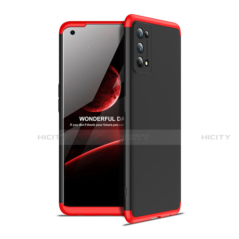 Funda Dura Plastico Rigida Carcasa Mate Frontal y Trasera 360 Grados para Realme 7 Pro Rojo y Negro