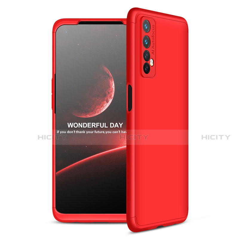 Funda Dura Plastico Rigida Carcasa Mate Frontal y Trasera 360 Grados para Realme 7 Rojo