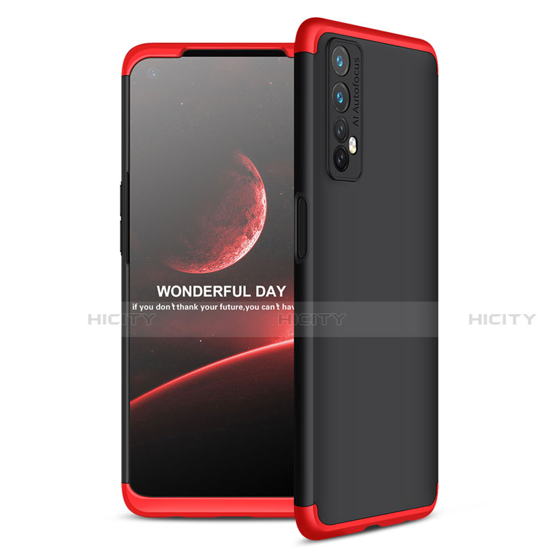 Funda Dura Plastico Rigida Carcasa Mate Frontal y Trasera 360 Grados para Realme 7 Rojo y Negro