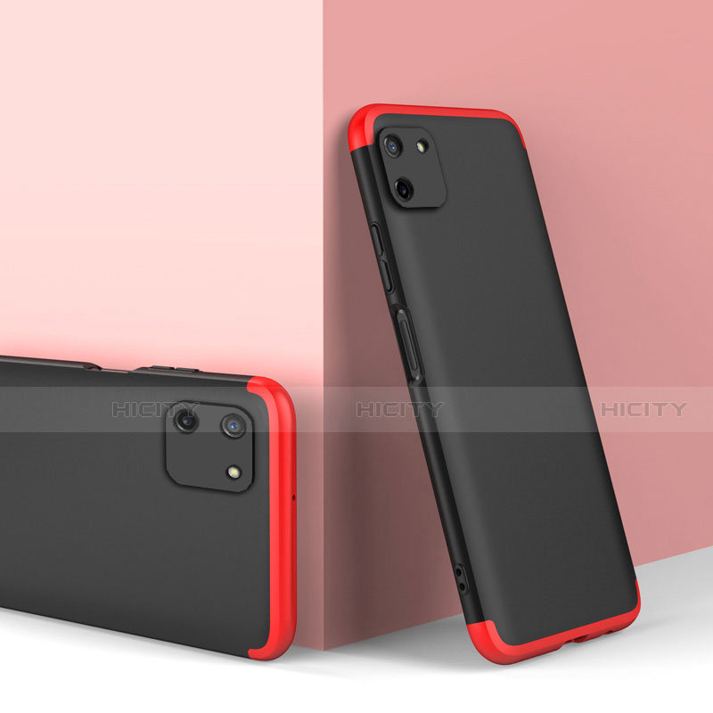 Funda Dura Plastico Rigida Carcasa Mate Frontal y Trasera 360 Grados para Realme C11 Rojo y Negro