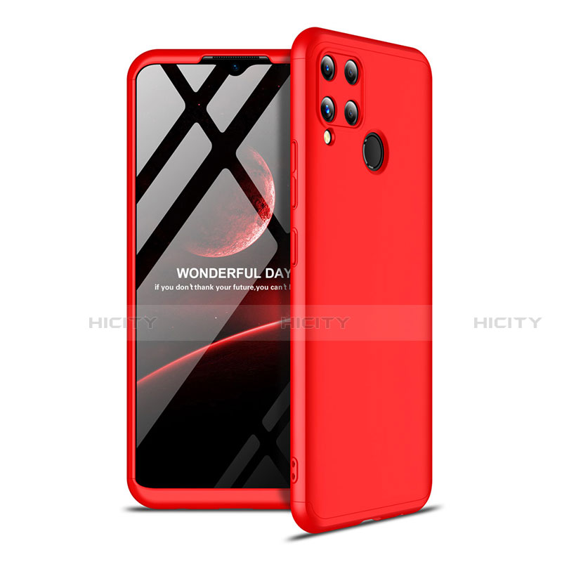 Funda Dura Plastico Rigida Carcasa Mate Frontal y Trasera 360 Grados para Realme C15 Rojo