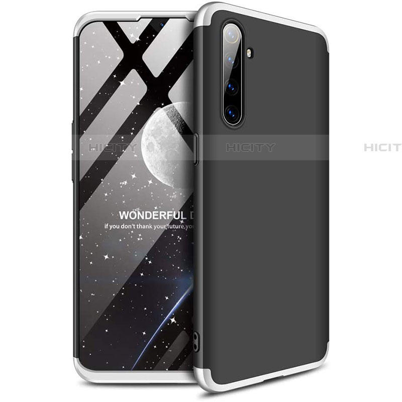 Funda Dura Plastico Rigida Carcasa Mate Frontal y Trasera 360 Grados para Realme X2 Plata y Negro