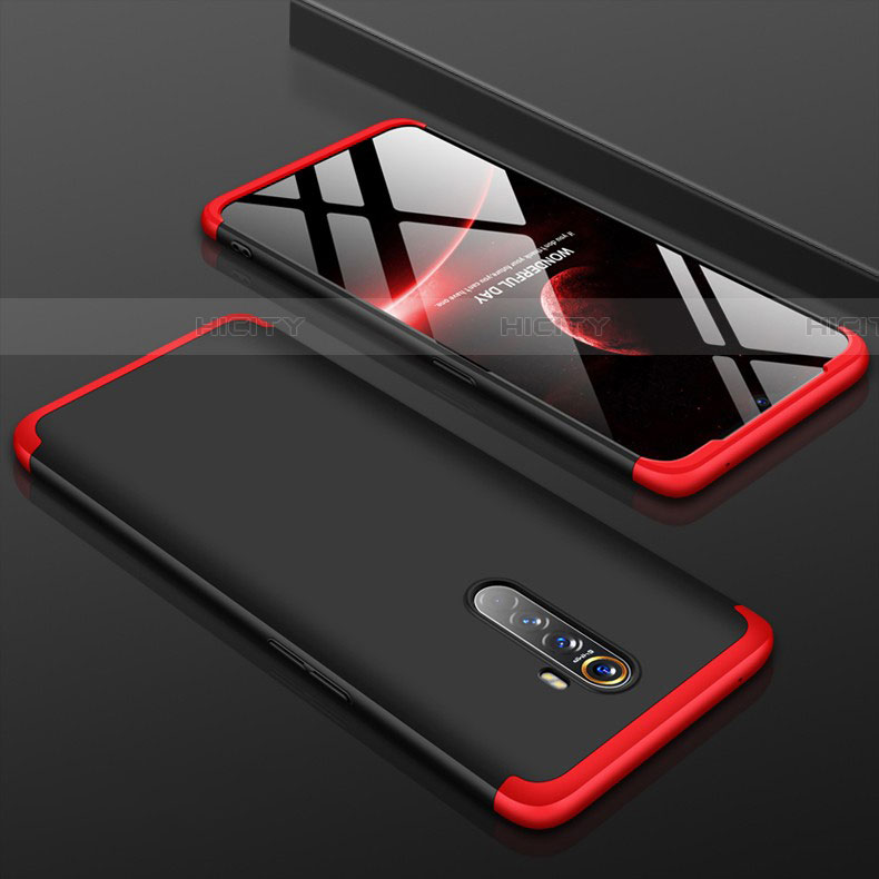 Funda Dura Plastico Rigida Carcasa Mate Frontal y Trasera 360 Grados para Realme X2 Pro Rojo y Negro