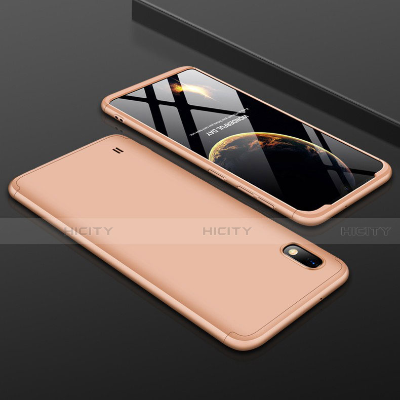 Funda Dura Plastico Rigida Carcasa Mate Frontal y Trasera 360 Grados para Samsung Galaxy A10 Oro