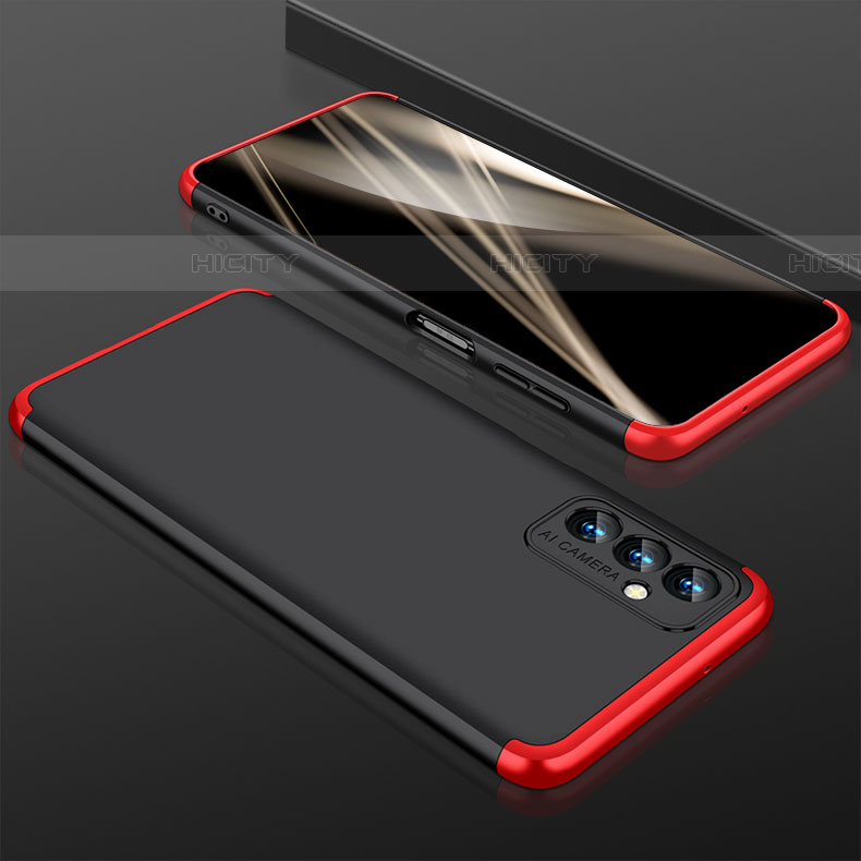 Funda Dura Plastico Rigida Carcasa Mate Frontal y Trasera 360 Grados para Samsung Galaxy A24 4G Rojo y Negro