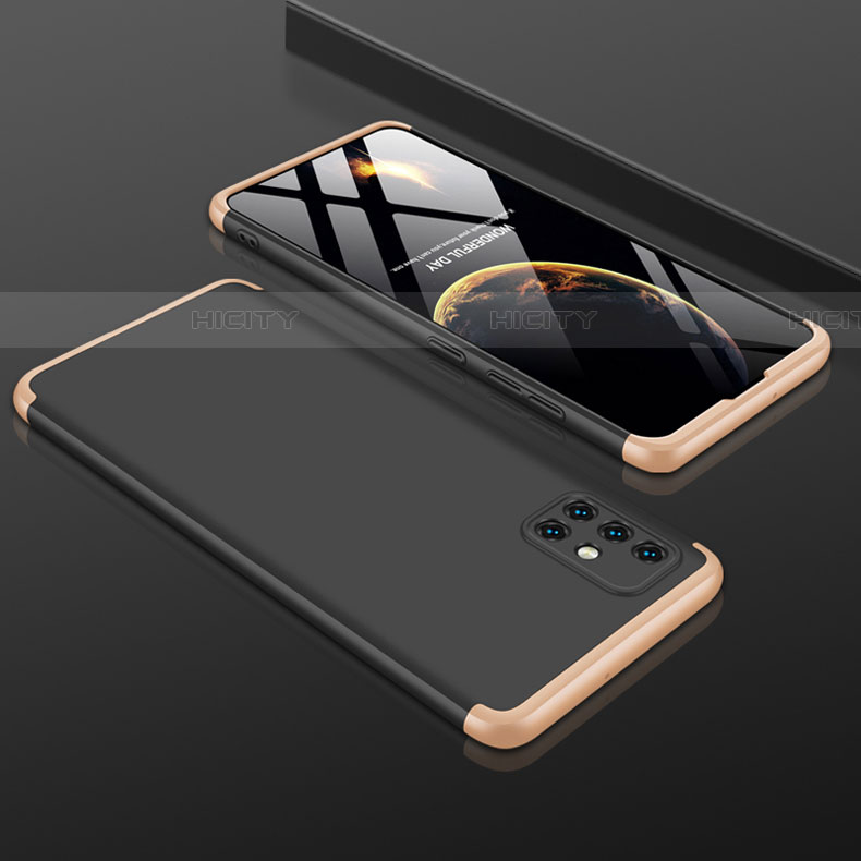 Funda Dura Plastico Rigida Carcasa Mate Frontal y Trasera 360 Grados para Samsung Galaxy A51 5G Oro y Negro