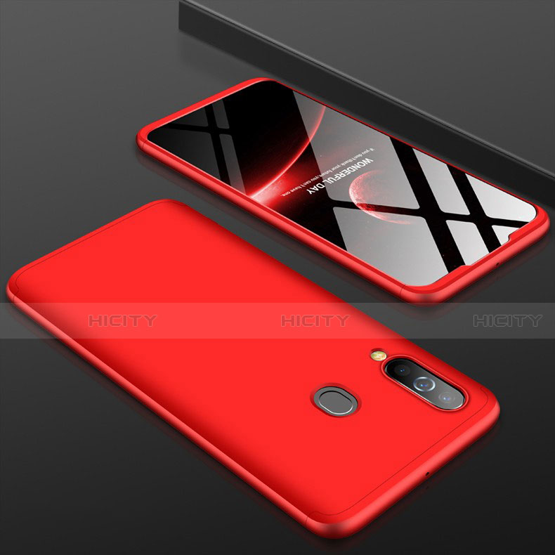 Funda Dura Plastico Rigida Carcasa Mate Frontal y Trasera 360 Grados para Samsung Galaxy A60 Rojo