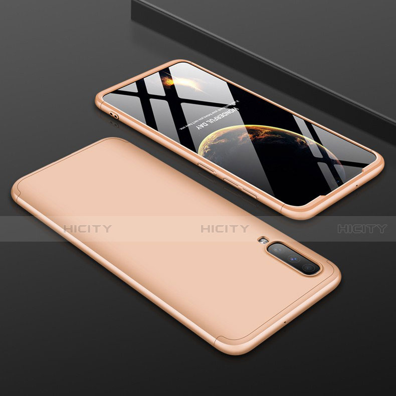 Funda Dura Plastico Rigida Carcasa Mate Frontal y Trasera 360 Grados para Samsung Galaxy A70 Oro