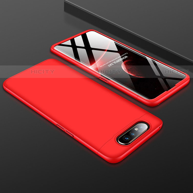 Funda Dura Plastico Rigida Carcasa Mate Frontal y Trasera 360 Grados para Samsung Galaxy A80 Rojo