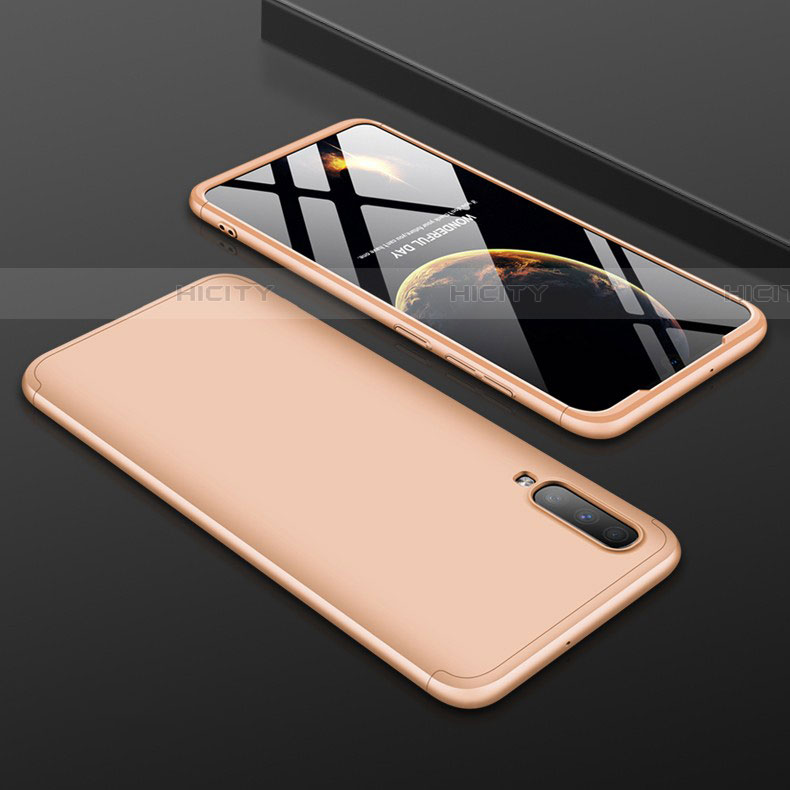 Funda Dura Plastico Rigida Carcasa Mate Frontal y Trasera 360 Grados para Samsung Galaxy A90 5G Oro