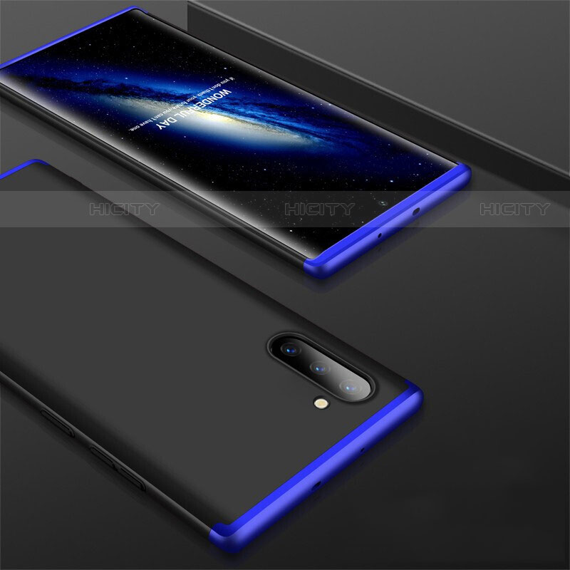 Funda Dura Plastico Rigida Carcasa Mate Frontal y Trasera 360 Grados para Samsung Galaxy Note 10 Azul y Negro