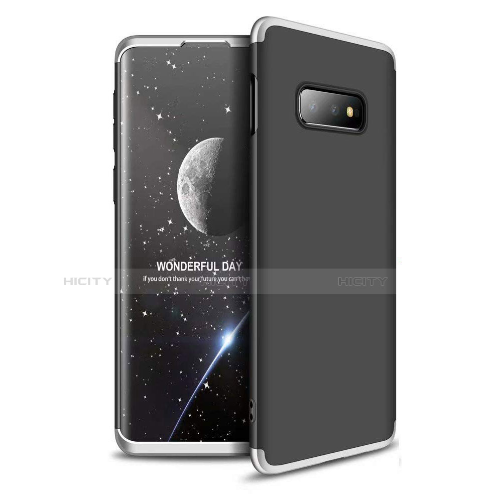 Funda Dura Plastico Rigida Carcasa Mate Frontal y Trasera 360 Grados para Samsung Galaxy S10e Plata y Negro