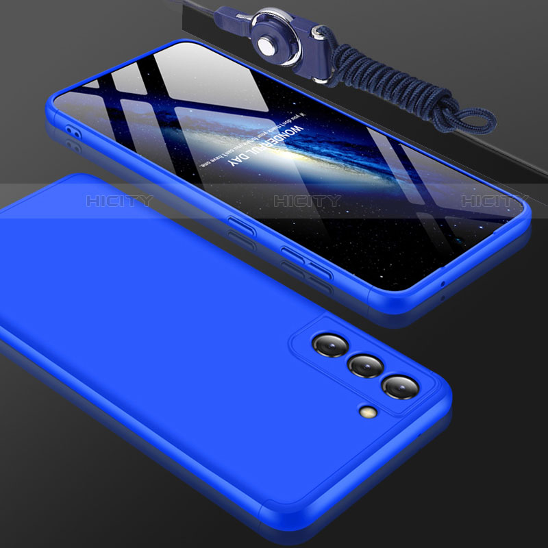 Funda Dura Plastico Rigida Carcasa Mate Frontal y Trasera 360 Grados para Samsung Galaxy S21 5G Azul