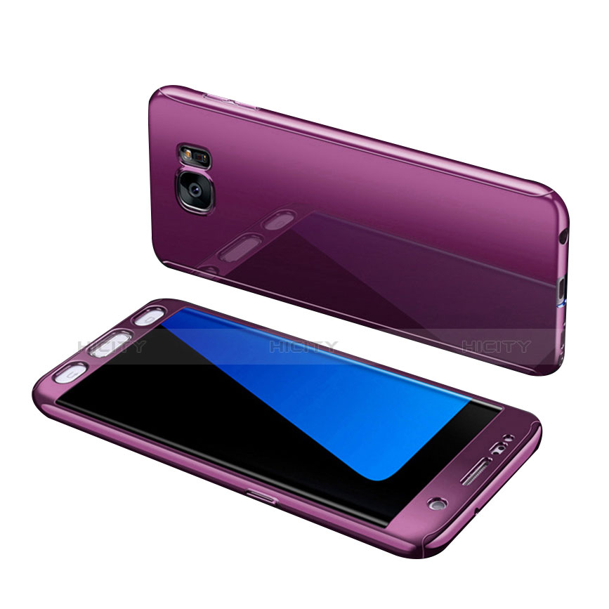 Funda Dura Plastico Rigida Carcasa Mate Frontal y Trasera 360 Grados para Samsung Galaxy S7 Edge G935F Morado