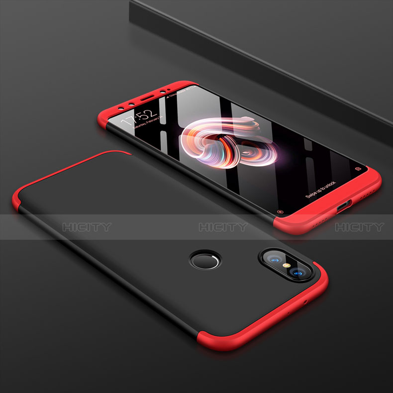 Funda Dura Plastico Rigida Carcasa Mate Frontal y Trasera 360 Grados para Xiaomi Mi 6X Rojo y Negro