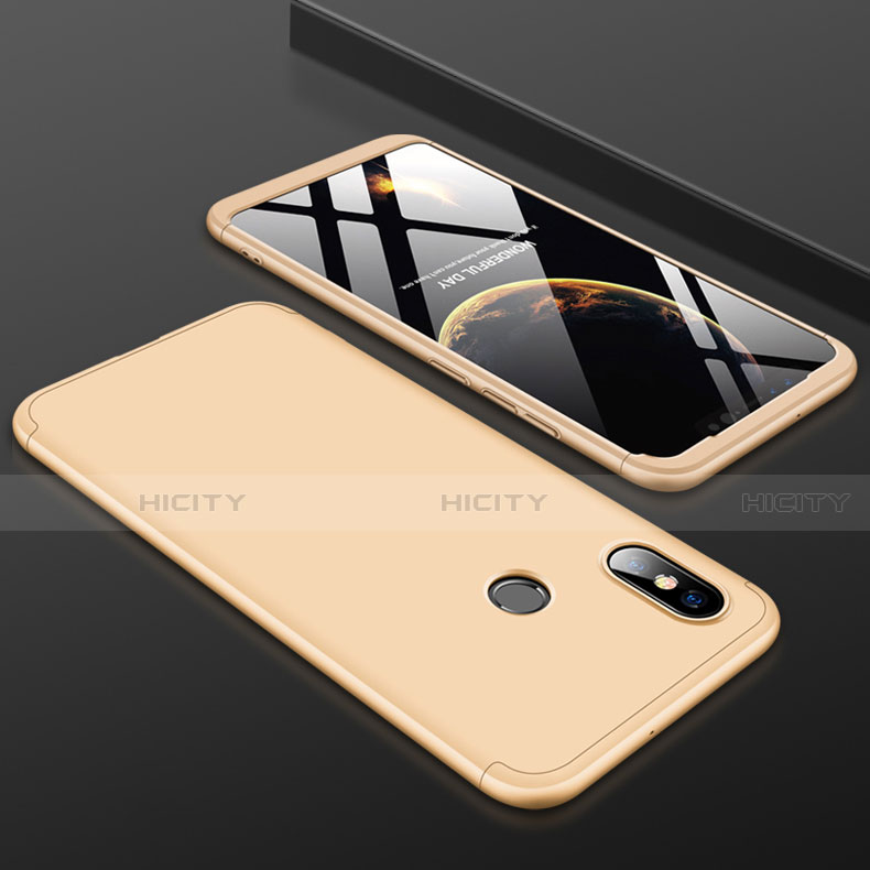 Funda Dura Plastico Rigida Carcasa Mate Frontal y Trasera 360 Grados para Xiaomi Mi 8 Oro