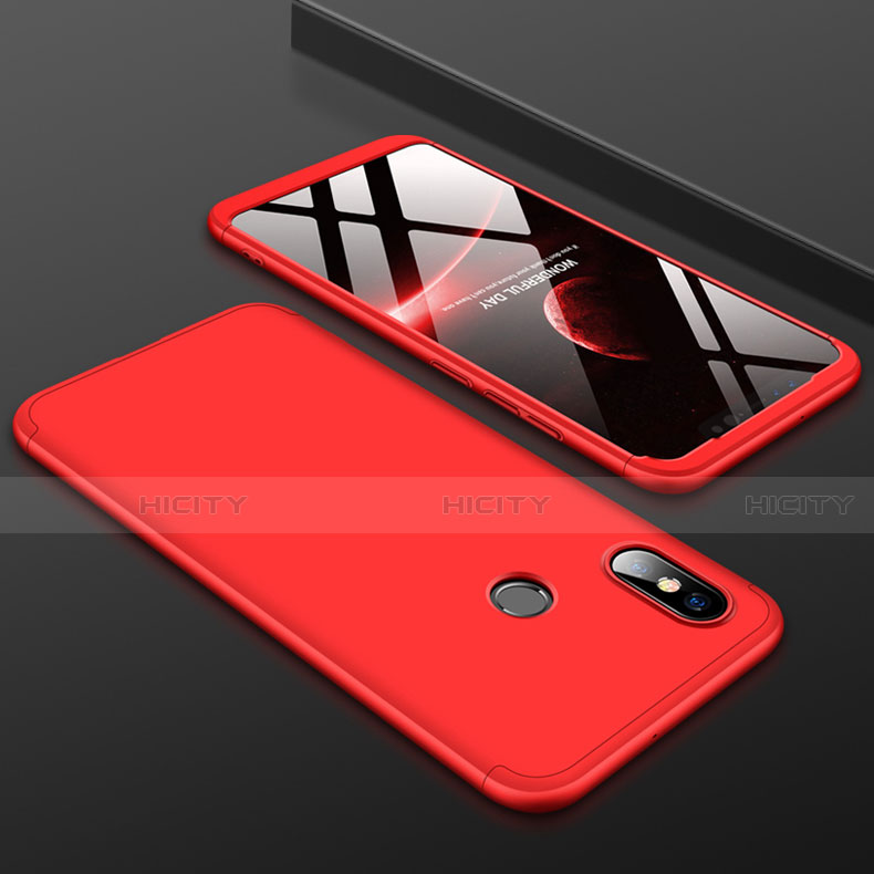 Funda Dura Plastico Rigida Carcasa Mate Frontal y Trasera 360 Grados para Xiaomi Mi 8 Rojo