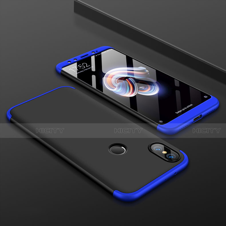 Funda Dura Plastico Rigida Carcasa Mate Frontal y Trasera 360 Grados para Xiaomi Mi A2 Azul y Negro