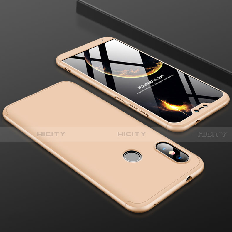 Funda Dura Plastico Rigida Carcasa Mate Frontal y Trasera 360 Grados para Xiaomi Mi A2 Lite Oro