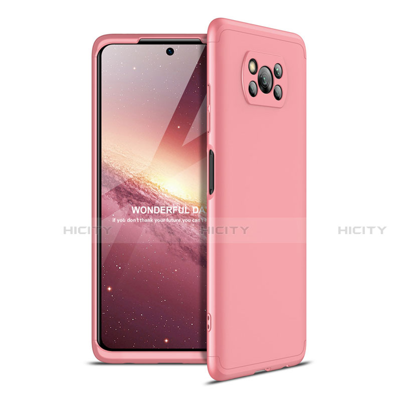 Funda Dura Plastico Rigida Carcasa Mate Frontal y Trasera 360 Grados para Xiaomi Poco X3 Oro Rosa