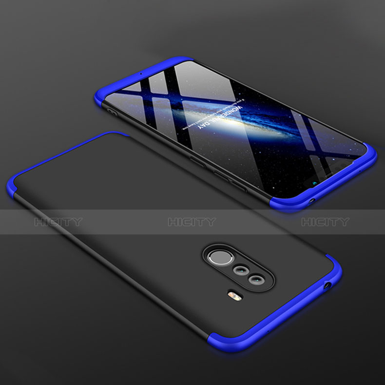 Funda Dura Plastico Rigida Carcasa Mate Frontal y Trasera 360 Grados para Xiaomi Pocophone F1 Azul y Negro