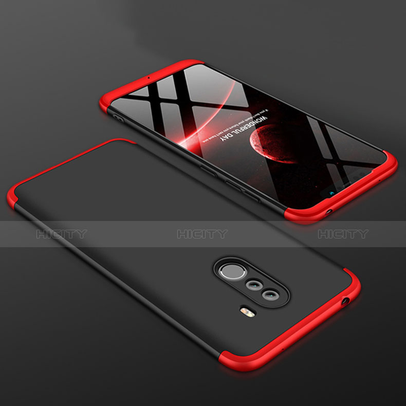 Funda Dura Plastico Rigida Carcasa Mate Frontal y Trasera 360 Grados para Xiaomi Pocophone F1 Rojo y Negro