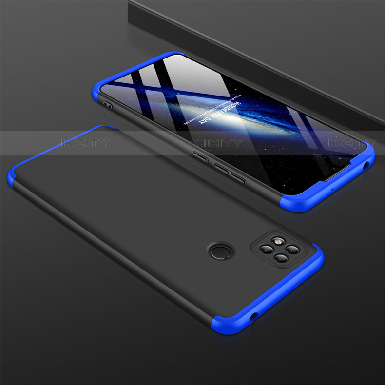 Funda Dura Plastico Rigida Carcasa Mate Frontal y Trasera 360 Grados para Xiaomi Redmi 9C Azul y Negro