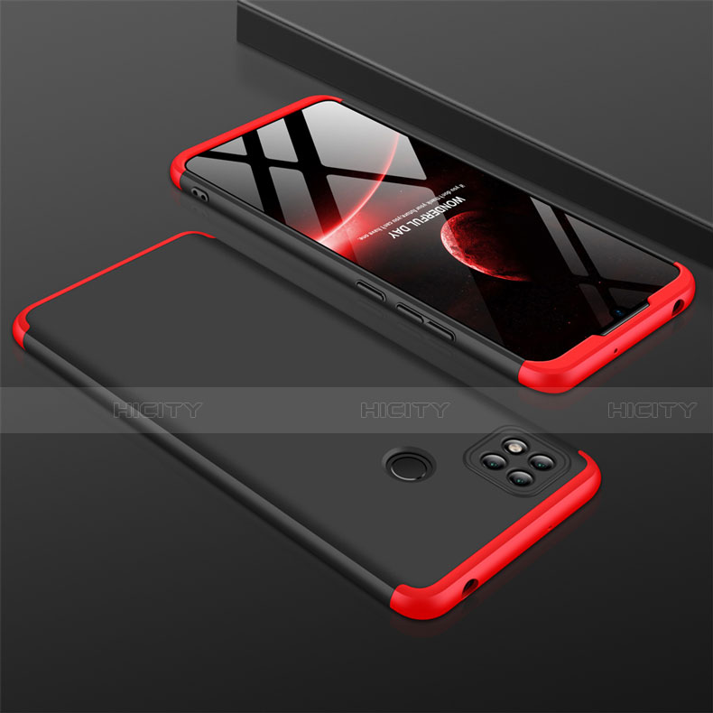 Funda Dura Plastico Rigida Carcasa Mate Frontal y Trasera 360 Grados para Xiaomi Redmi 9C NFC Rojo y Negro