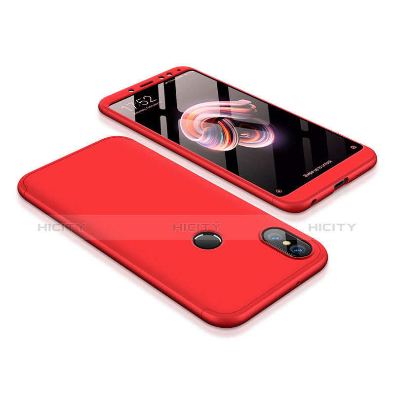 Funda Dura Plastico Rigida Carcasa Mate Frontal y Trasera 360 Grados para Xiaomi Redmi Note 5 AI Dual Camera Rojo