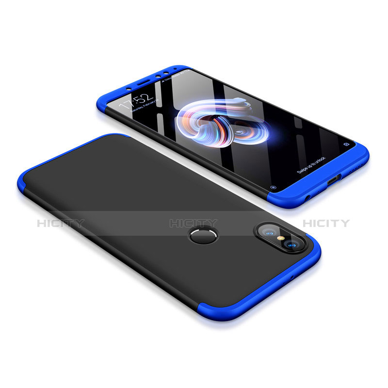 Funda Dura Plastico Rigida Carcasa Mate Frontal y Trasera 360 Grados para Xiaomi Redmi Note 5 Azul y Negro