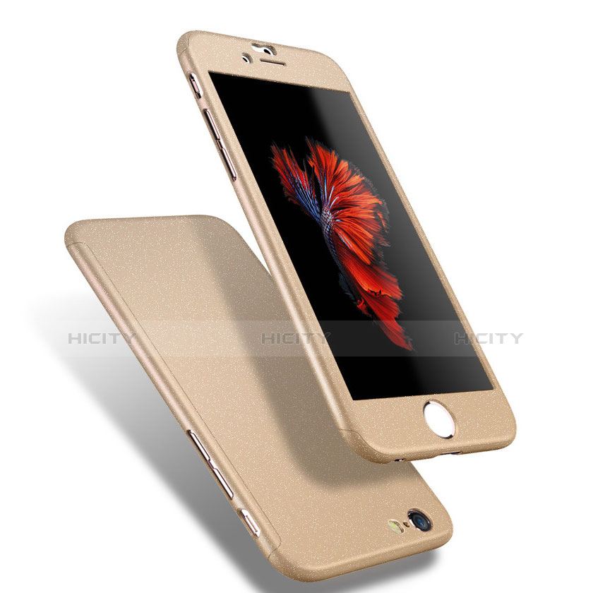 Funda Dura Plastico Rigida Carcasa Mate Frontal y Trasera 360 Grados Q01 para Apple iPhone 6 Oro