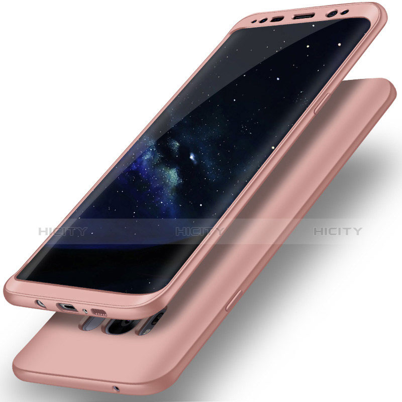 Funda Dura Plastico Rigida Carcasa Mate Frontal y Trasera 360 Grados Q02 para Samsung Galaxy S8 Plus Oro Rosa