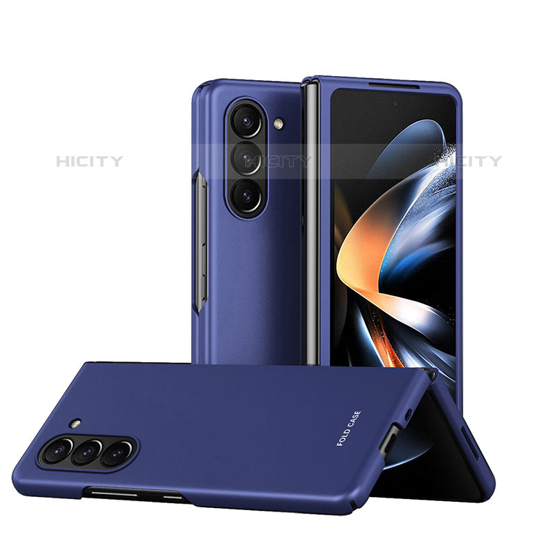 Funda Dura Plastico Rigida Carcasa Mate Frontal y Trasera 360 Grados Q03H para Samsung Galaxy Z Fold5 5G Azul