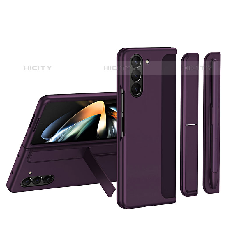 Funda Dura Plastico Rigida Carcasa Mate Frontal y Trasera 360 Grados QH1 para Samsung Galaxy Z Fold5 5G Morado