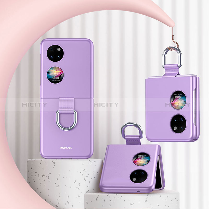 Funda Dura Plastico Rigida Carcasa Mate Frontal y Trasera 360 Grados QH2 para Huawei P50 Pocket Morado