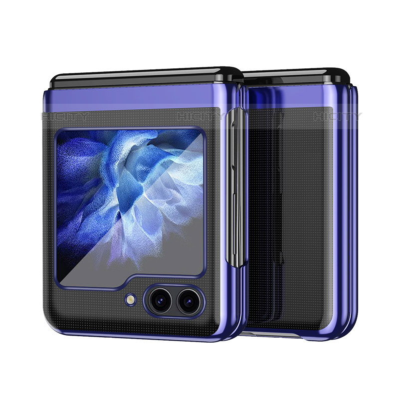 Funda Dura Plastico Rigida Carcasa Mate Frontal y Trasera 360 Grados QH2 para Samsung Galaxy Z Flip5 5G Azul